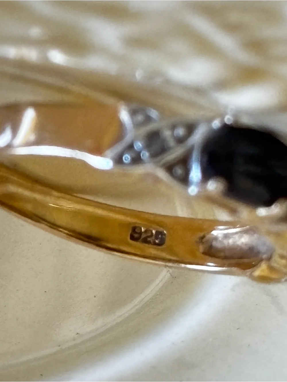 Black Sapphire 6.3/4  925 Stamped/Vermeil